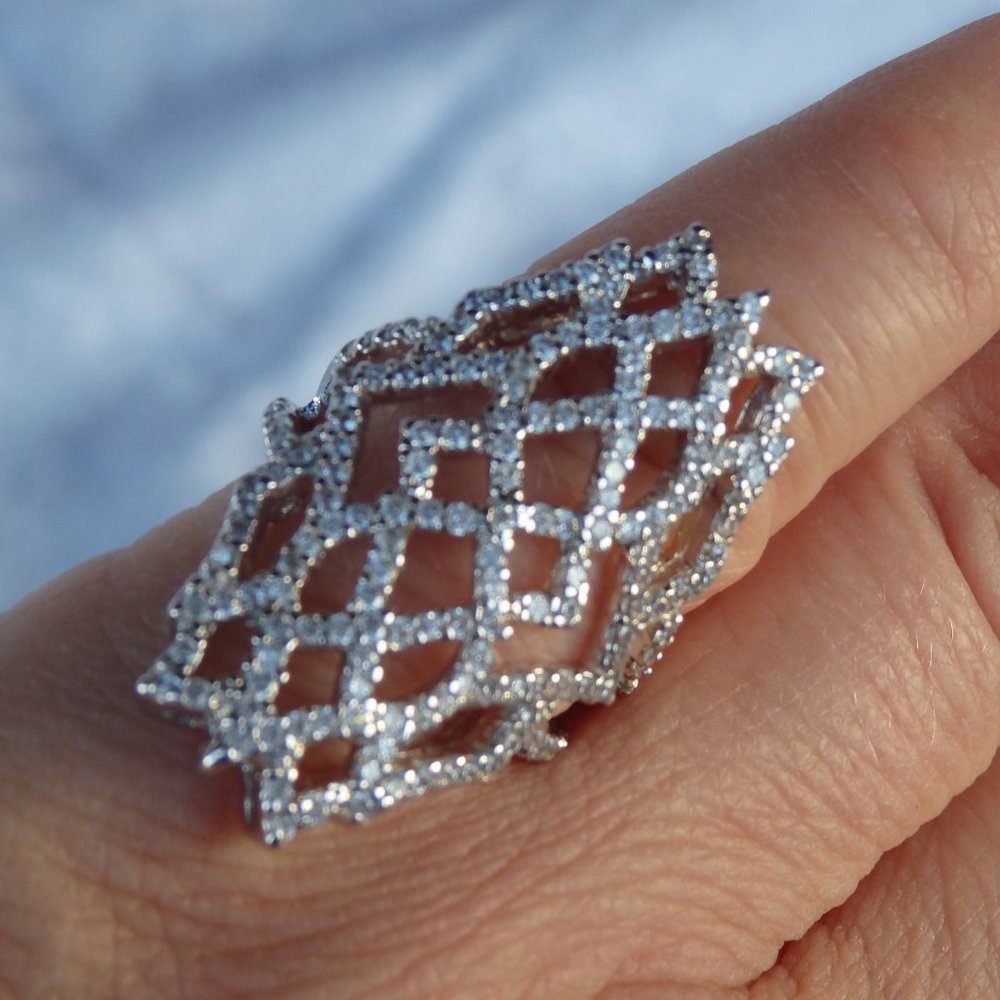 Crystalline Spiderweb Cuff Ring - image 4